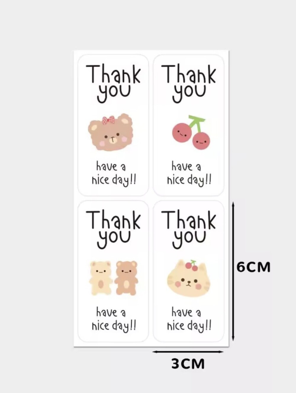 2/$18 Cute Thank You Sticker 100Pcs